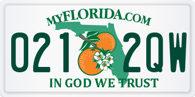 FL license plate 0212QW