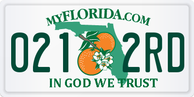 FL license plate 0212RD
