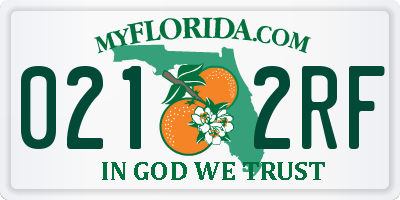 FL license plate 0212RF