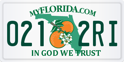 FL license plate 0212RI
