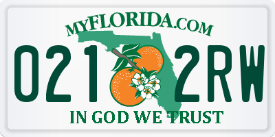 FL license plate 0212RW