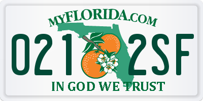 FL license plate 0212SF