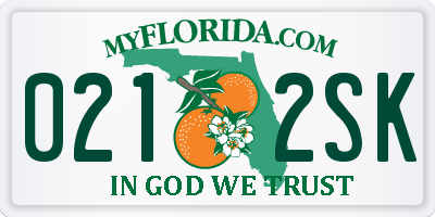 FL license plate 0212SK