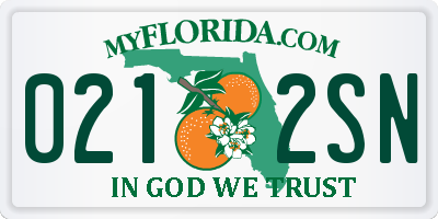 FL license plate 0212SN