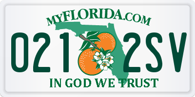 FL license plate 0212SV