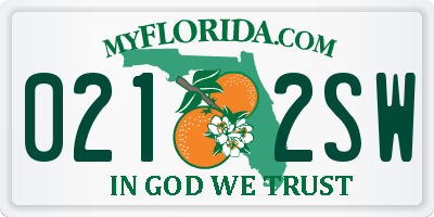 FL license plate 0212SW