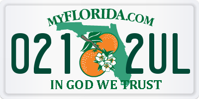 FL license plate 0212UL