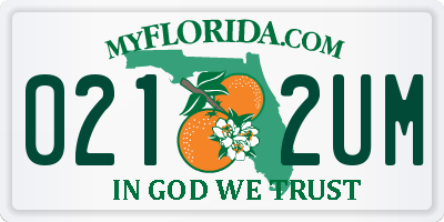 FL license plate 0212UM