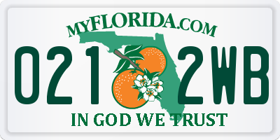 FL license plate 0212WB