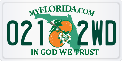 FL license plate 0212WD
