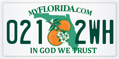 FL license plate 0212WH