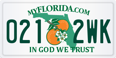 FL license plate 0212WK