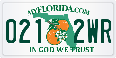 FL license plate 0212WR