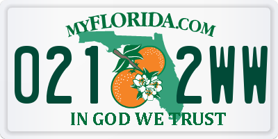 FL license plate 0212WW