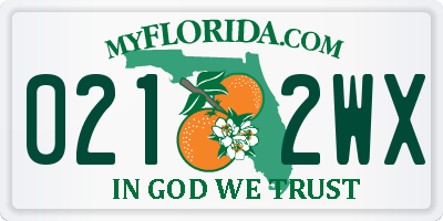 FL license plate 0212WX