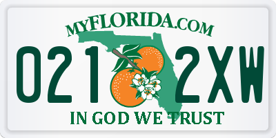 FL license plate 0212XW