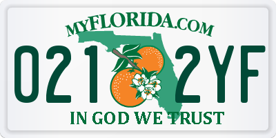 FL license plate 0212YF