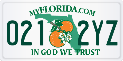 FL license plate 0212YZ