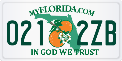 FL license plate 0212ZB