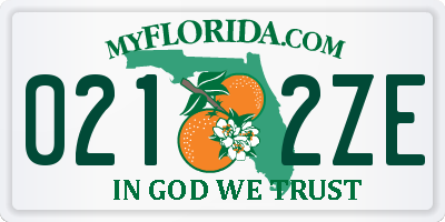 FL license plate 0212ZE