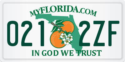 FL license plate 0212ZF