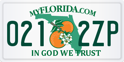 FL license plate 0212ZP