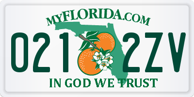 FL license plate 0212ZV