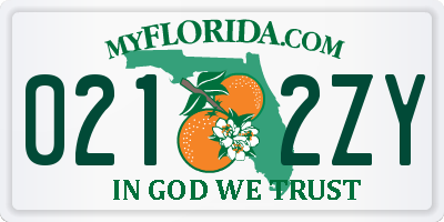 FL license plate 0212ZY