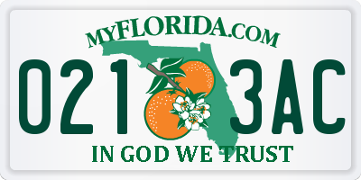 FL license plate 0213AC