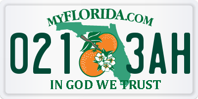 FL license plate 0213AH