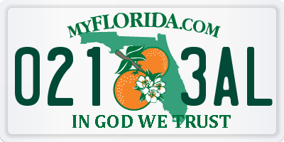FL license plate 0213AL