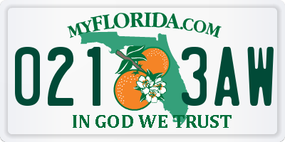 FL license plate 0213AW