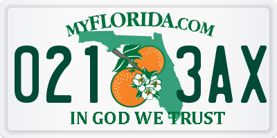 FL license plate 0213AX