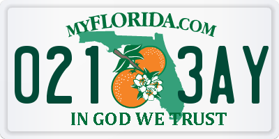 FL license plate 0213AY