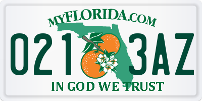 FL license plate 0213AZ