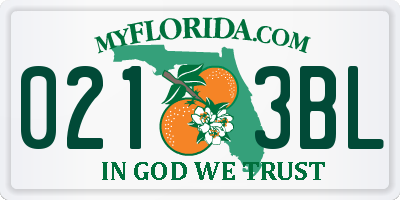 FL license plate 0213BL