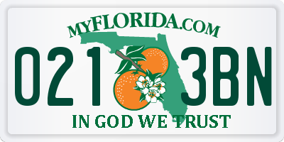 FL license plate 0213BN