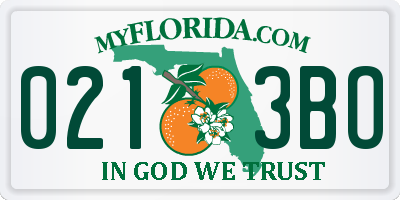 FL license plate 0213BO