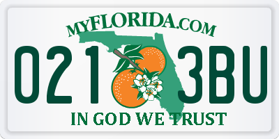 FL license plate 0213BU