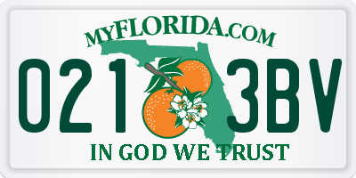FL license plate 0213BV