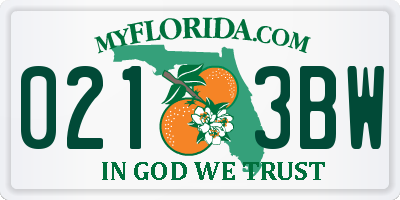 FL license plate 0213BW