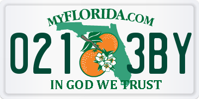 FL license plate 0213BY
