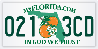FL license plate 0213CD