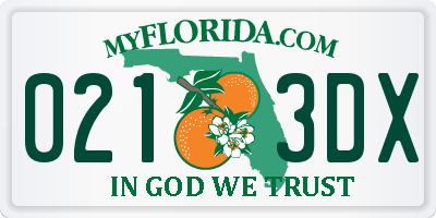 FL license plate 0213DX