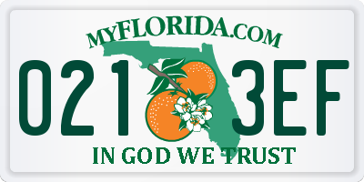 FL license plate 0213EF