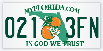 FL license plate 0213FN