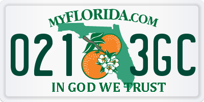 FL license plate 0213GC