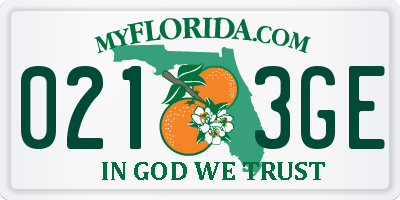 FL license plate 0213GE