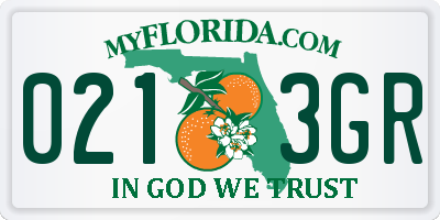FL license plate 0213GR