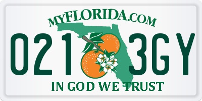 FL license plate 0213GY